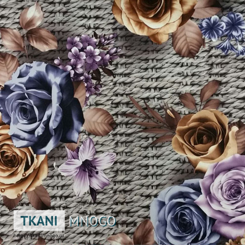 Фото рисунка микровелюра “Микровелюр 9000-1А (JY909-2A)” мультиколор, цветы, полоса.